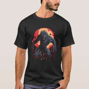 Enge weerwolf volle maan Halloween kostuum horror T-shirt
