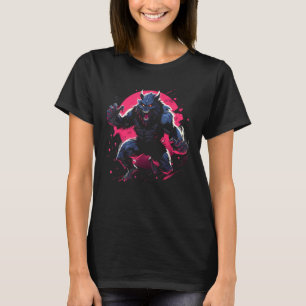 Enge weerwolf volle maan Halloween kostuum horror T-shirt
