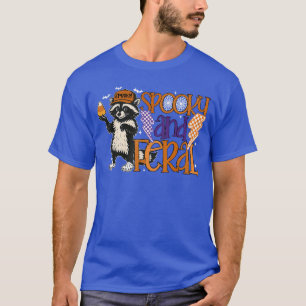 Enge Wilde Grappige Wasbeer Gelukkig Halloween Gra T-shirt