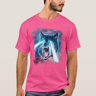 Enge witte wolf in ruimte lasers realistisch dier t-shirt