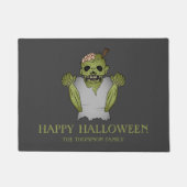 Enge Zombie Fijne Halloween & Aangepaste Familiena Deurmat (Voorkant)
