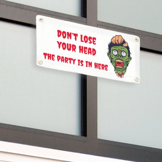 Enge zombie Halloween thema banner (Buitenkant Gebouw)