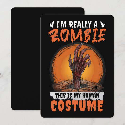 Enge Zombie Horror Halloween Kostuum Creepy Grave Feestdagenkaart (Voorkant / Achterkant)