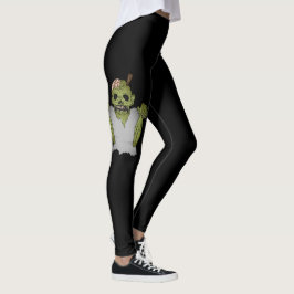 Enge Zombie Illustratie Voor Halloween Op Zwart Leggings