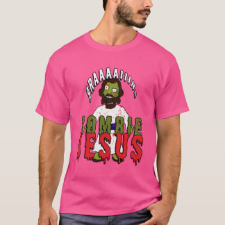 Enge Zombie Jezus wil HERSENEN Grappige Horror gri T-shirt