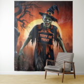 Enge Zombie op het kerkhof Halloween Wandkleed (In situ)