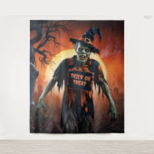 Enge Zombie op het kerkhof Halloween Wandkleed (Voorkant)