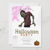 Enge Zombie Roze Lightning Ghost Halloween Party Kaart (Voorkant)