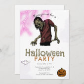 Enge Zombie Roze Lightning Ghost Halloween Party Kaart (Voorkant / Achterkant)