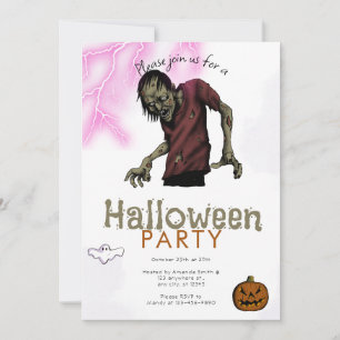 Enge Zombie Roze Lightning Ghost Halloween Party Kaart