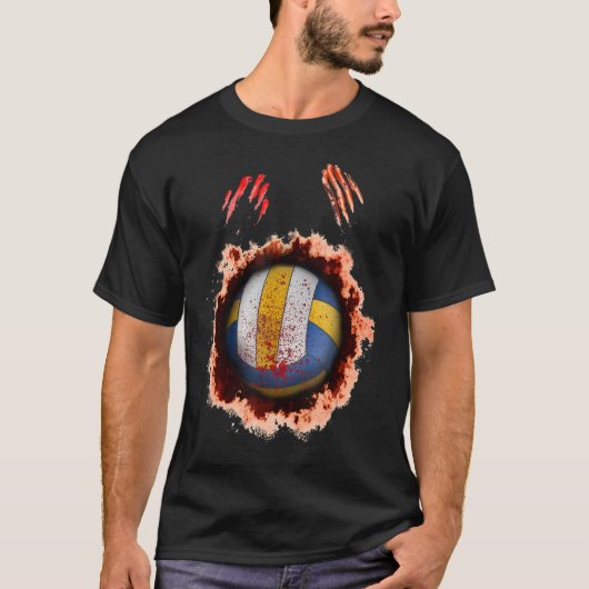 enge zombie volleyball crepy volleybal b t-shirt (Voorkant)