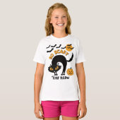 enge zwarte kat Custom name Halloween meisjes T-shirt (Voorkant volledig)