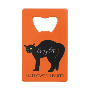Enge Zwarte Kat Halloween Creditkaart Flessenopener