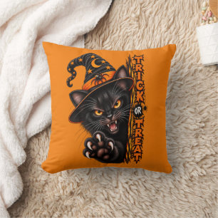 Enge Zwarte Kat Heks Trick or Treat Halloween Kussen