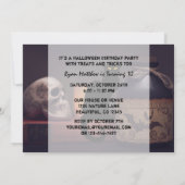 Enge zwarte kat in schedel Halloween Verjaardag Ui Kaart (Achterkant)