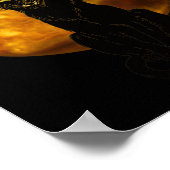 Enge zwarte kat met heks Pet Volle Maan - Poster (Hoek)