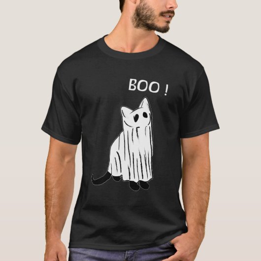  enge zwarte kat met spookachtige kostuum spook t-shirt (Voorkant)