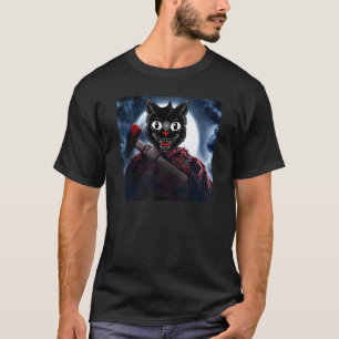 Enge Zwarte Kat Volle Maan Katten Halloween T-shirt