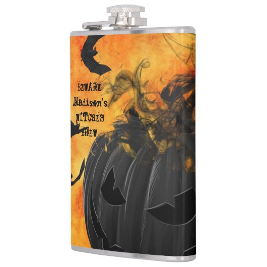 Enge zwarte vleermuizen Jack O Lantern Witches Bre Heupfles (Links)