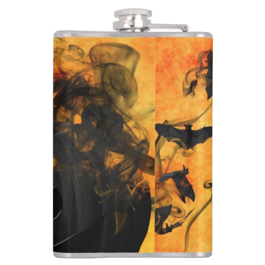 Enge zwarte vleermuizen Jack O Lantern Witches Bre Heupfles (Achterkant)