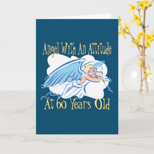 Engel 60e verjaardag kaart (Gele Bloem)