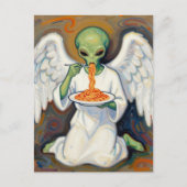 Engel Alien Eet Spaghetti Briefkaart (Voorkant)