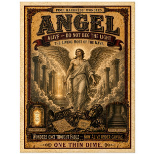 Engel, antiek circusunmonster briefkaart