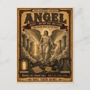 Engel, antiek circusunmonster briefkaart