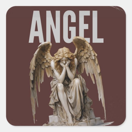 Engel Beeld Kiss-Cut Vinyl Decal Vierkante Sticker (Voorkant)