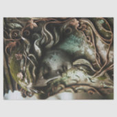 Engel Beeldhouwwerk Verdrietig Patina Decoupage Tissuepapier (Voorkant)