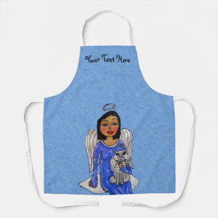 Engel Blauw Jurk Holding Engel Kat op Cloud Schort