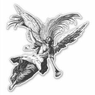 Engel blazen een hoorn fantasy kunst sticker