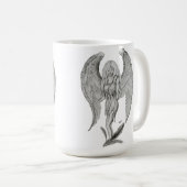 Engel Bleistiftzeichnung Black and white Design Koffiemok (Voorkant rechts)