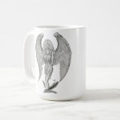 Engel Bleistiftzeichnung Black and white Design Koffiemok (Voorkant links)
