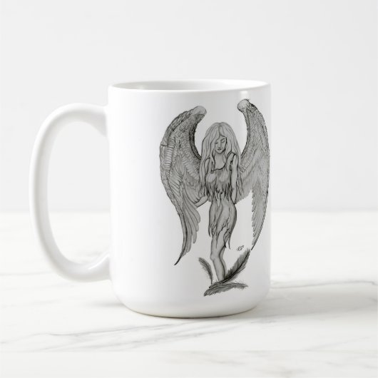 Engel Bleistiftzeichnung Black and white Design Koffiemok (Links)