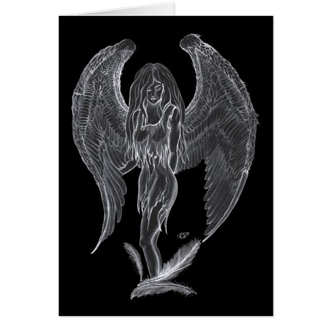 Engel Bleistiftzeichnung Black en white Design (Voorkant)