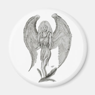 Engel Bleistiftzeichnung Black en white Design Magneet