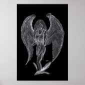 Engel Bleistiftzeichnung Black en white Design Poster (Voorkant)