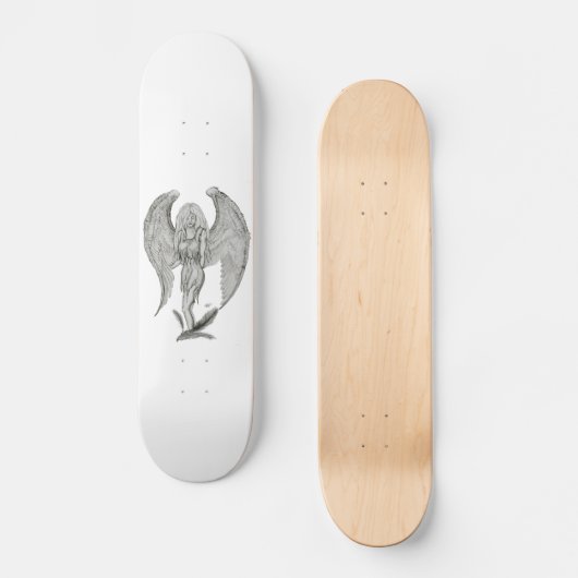 Engel Bleistiftzeichnung Black en white Design Skateboard (Voorkant)