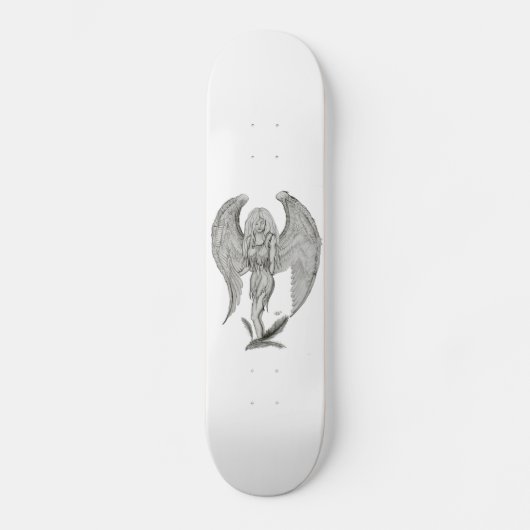 Engel Bleistiftzeichnung Black en white Design Skateboard (Voorkant)