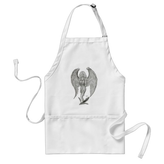 Engel Bleistiftzeichnung Black en white Design Standaard Schort (Voorkant)