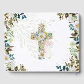 Engel Bloemkruis Groene Bladeren Doop Christening Gastenboek (Achterkant)