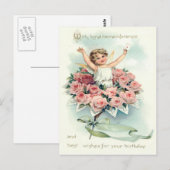 Engel Cherub Boeket Rozen Briefkaart (Voorkant / Achterkant)