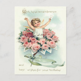 Engel Cherub Boeket Rozen Briefkaart