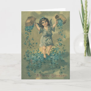 Engel Cherub Mand Met Vergeet-mij-nietje Kaart