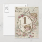 Engel Cherub Roos Briefkaart (Voorkant / Achterkant)