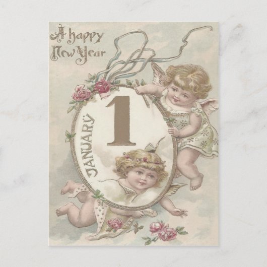 Engel Cherub Roos Briefkaart (Voorkant)