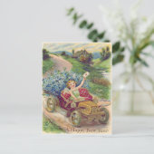 Engel Cherub Vergis-mij-niet Auto Briefkaart (Staand voorkant)