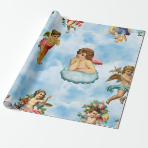 engel cherub wolken antiek cadeaupapier