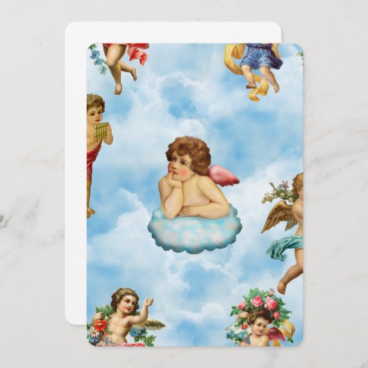 engel cherub wolken antiek kaart (Voorkant / Achterkant)